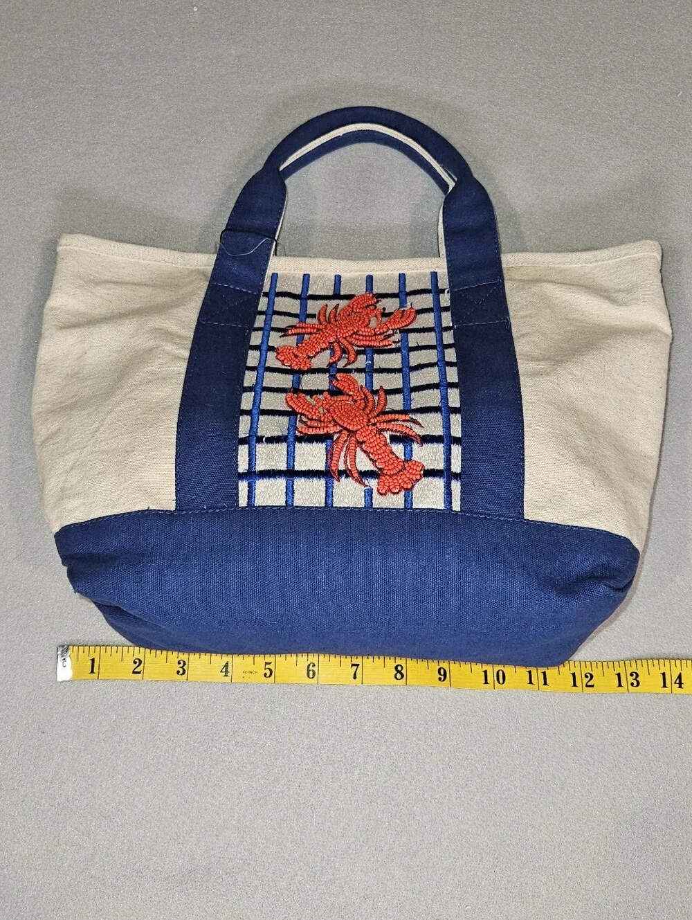 NWT America & Beyond Beaded Lobster Canvas Tote | Coastal Beach Bag | Viral Tote